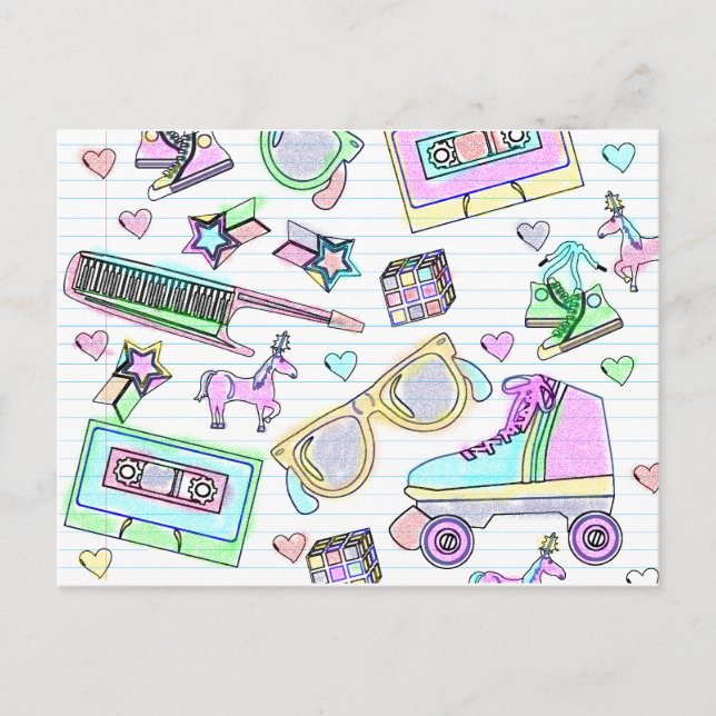 Cartão Postal Estilo de Coloração Super Incrível dos Oitenta (Frente)