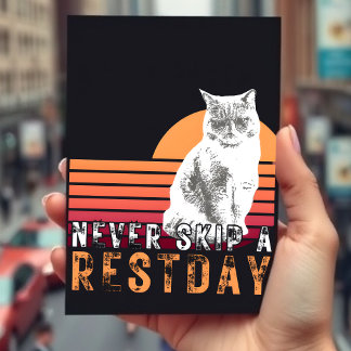 Cartão Postal Estilo de Design de Gato Desconfortável no Dia do
