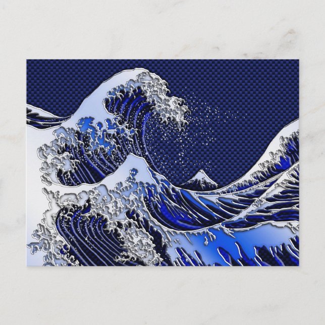 Cartão Postal Estilo de Fibra de Carbono de Onda Hokusai Excelen (Frente)
