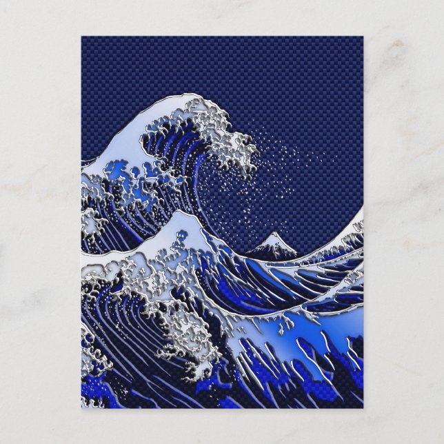 Cartão Postal Estilo de Fibra de Carbono de Onda Hokusai Excelen (Frente)