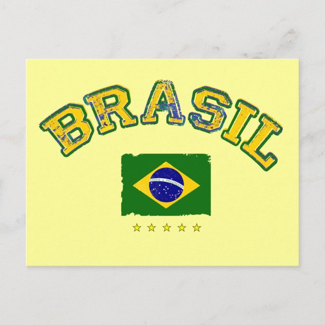 Cartão Postal Estilo de futebol com bandeira do Brasil (Frente)