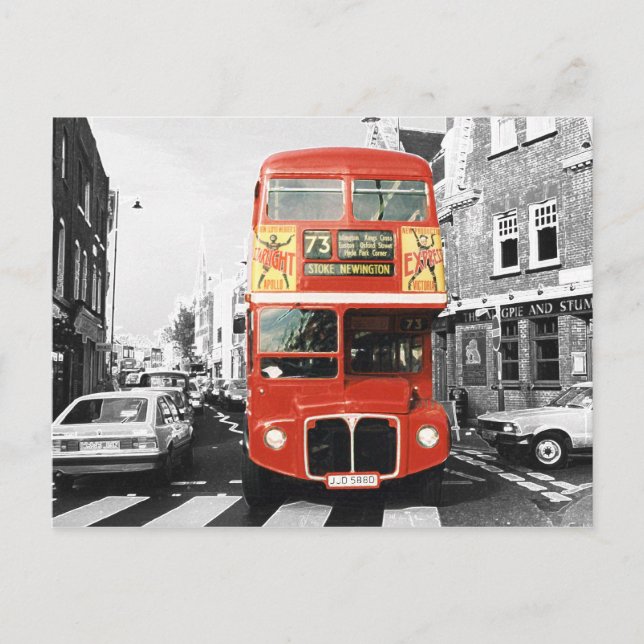 Cartão Postal Estilo de Pintura do Barramento de Londres (Frente)