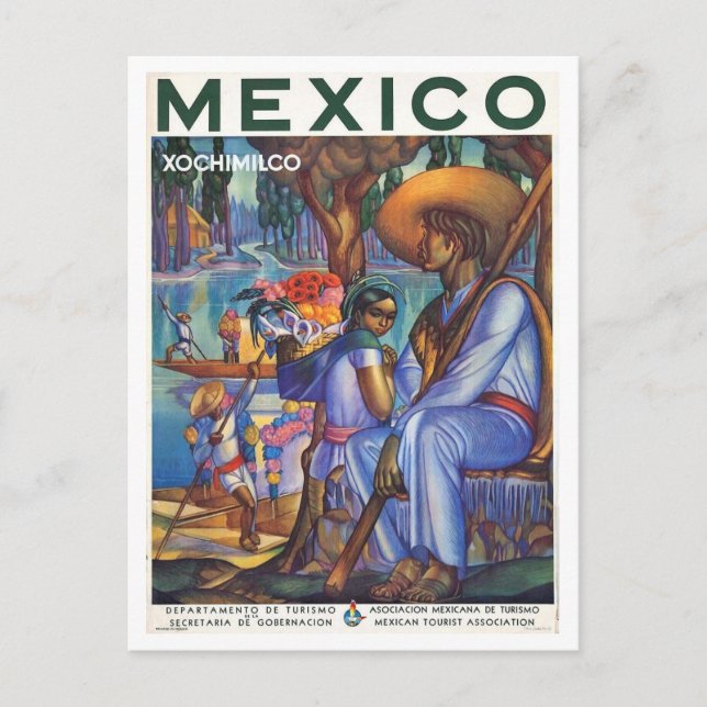 Cartão Postal Estilo de Poster de viagens do México Retroinspira (Frente)