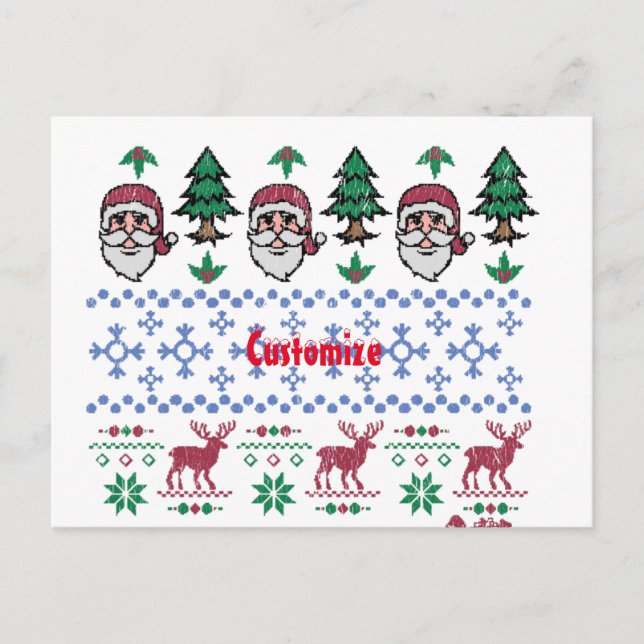 Cartão Postal Estilo de Suéter de Natal Feio Thunder_Cove (Frente)