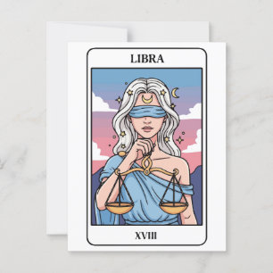 Cartão Postal Estilo de Tarô de Ilustração Libra Zodiac