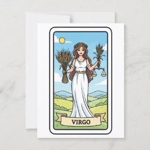 Cartão Postal Estilo de Tarô de Ilustração Virgo Zodiac