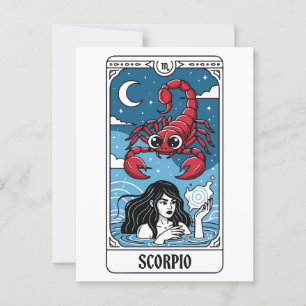 Cartão Postal Estilo de Tarô de Ilustração Zodiac Scorpio