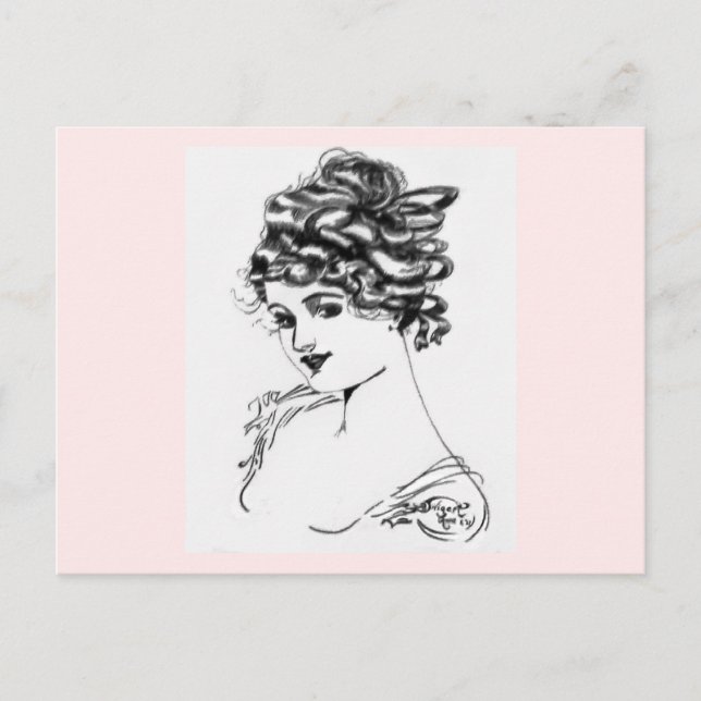 Cartão Postal Estilo De Tinta De Art Nouveau 1917 Desenho Pelo M (Frente)