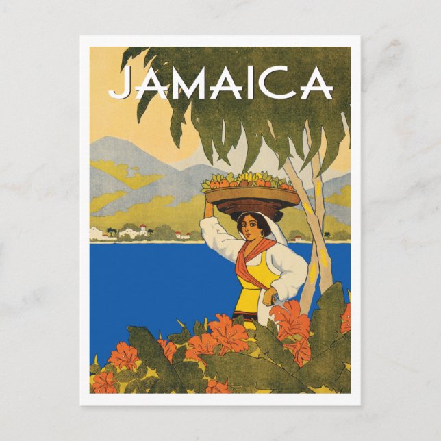 Cartão Postal estilo de viagens vintage da Jamaica (Frente)