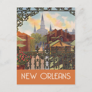 Cartão Postal estilo de viagens vintage Nova Orleans