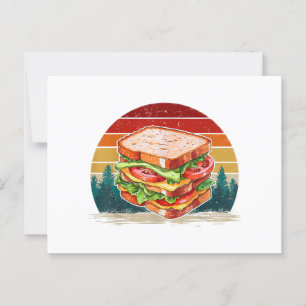 Cartão Postal Estilo de Vintagem de Comida Sandwich - Sandwich -