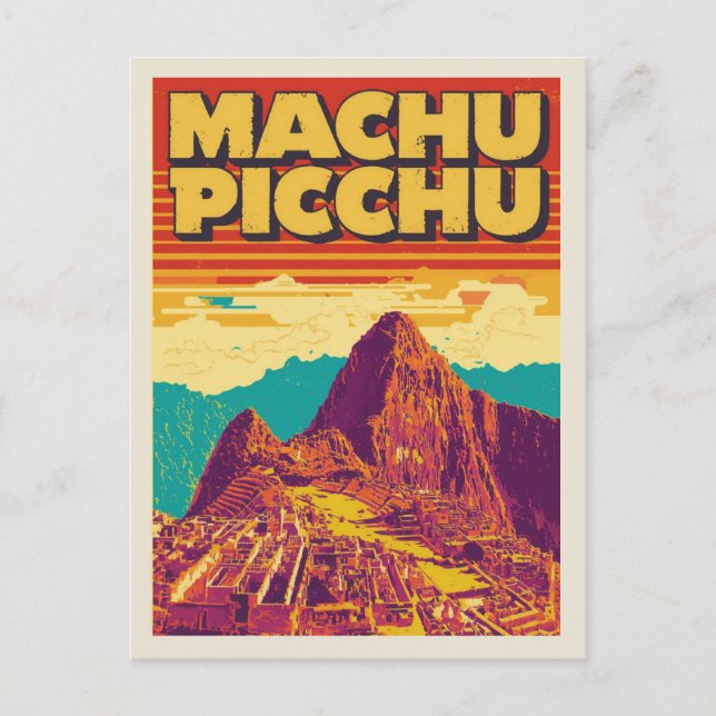 Cartão Postal Estilo do Poster de viagens Retroativo Machu Picch (Frente)