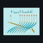 Cartão Postal Estilo do século médio Chanukah Menorah<br><div class="desc">Precisa ser frugal? Envie um cartão postal Chanukah em vez de um cartão. Faça o dia de alguém com uma nota manuscrita nas costas. As pessoas adoram receber correio de verdade quando é de você! Esta menorah digital mostra as linhas arrebatadoras do movimento de arte dinamarquês do século Médio.</div>