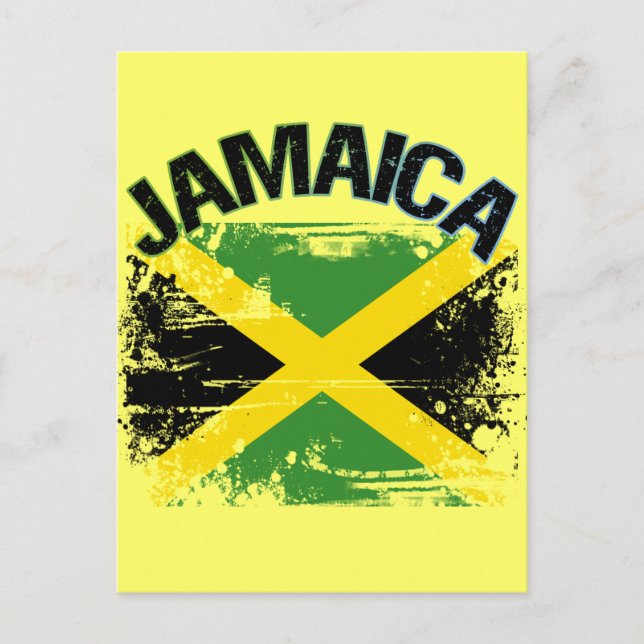 Cartão Postal Estilo Grunge Design de Sinalizador Jamaica (Frente)