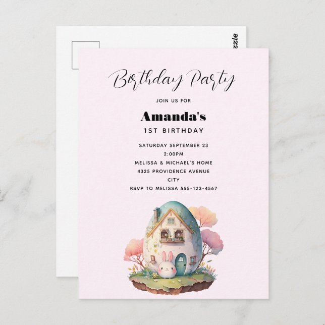 Cartão Postal Estilo Kawaii Japonês de Coelho Bonito (Frente/Verso)