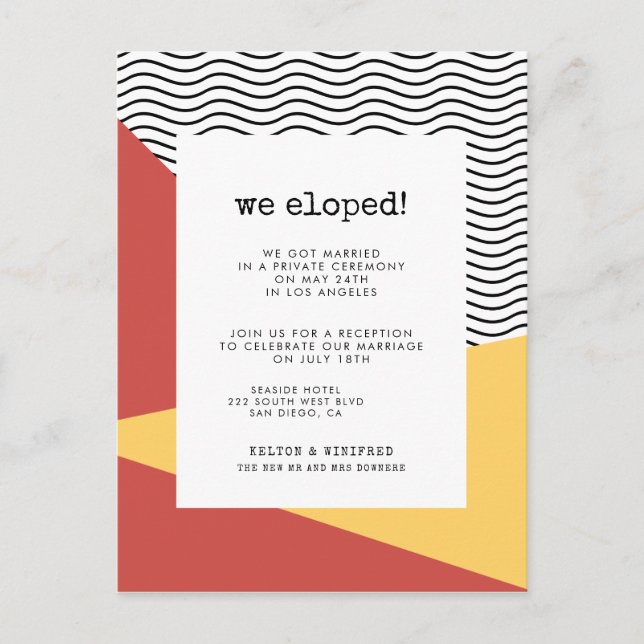 Cartão Postal Estilo Memphis de Pop de arte dos anos 80 (Frente)