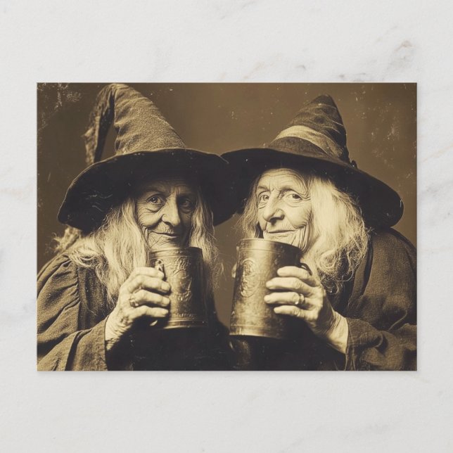 Cartão Postal Estilo retrato da Bruxa Vitoriana Sepia 10 (Frente)