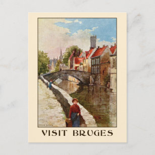 Cartão Postal Estilo retrato Vintage Bruges viagem ad