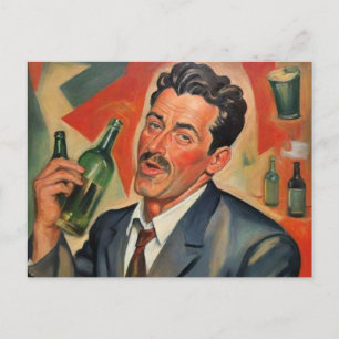 Cartão Postal Estilo Retrô, Arte Ruim, Cara Bêbado
