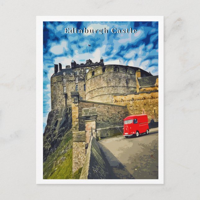 Cartão Postal Estilo Retro Scotland - Castelo de Edimburgo (Frente)