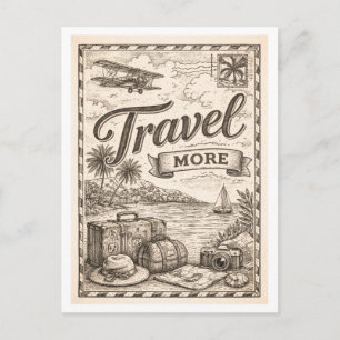 Cartão Postal Estilo retrô "Viaje Mais"
