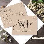 Cartão Postal Estilo Rustico Kraft, Script Moderno, RSVP<br><div class="desc">Cartaz do estilo Kraft RSVP bonito para qualquer evento especial. Estilo Kraft em fundo tanto na frente quanto atrás. Uso da bela caligrafia escrita à mão e da tipografia de blocos por toda a parte, fazer este cartão postal de um tipo. Adicione a sua data e detalhes de RSVP na...</div>