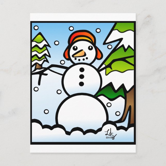 Cartão postal estilo Tiffany Snowman (Frente)