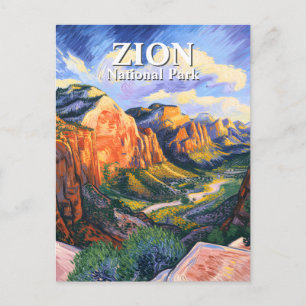 Cartão Postal Estilo Van Gogh Zion Parque Nacional Angels Landin