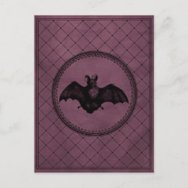 Cartão Postal Estilo Vintage Bat Gótico do Dia das Bruxas em Rox