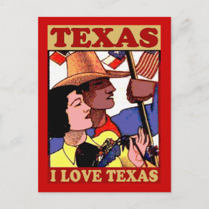 Cartão Postal Estilo Vintage Eu Amo Texas