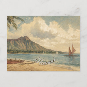 Cartão Postal Estilo Vintage Havaiano Viagem Costa Mar