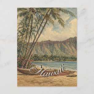 Cartão Postal Estilo Vintage Havaiano Viagem Costa Mar