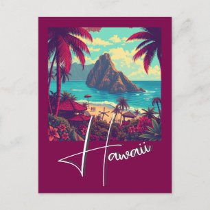 Cartão Postal Estilo Vintage Havaiano Viagem Honolulu Meio do Pa