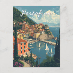 Cartão Postal Estilo Vintage Portofino Genova Itália