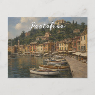 Cartão Postal Estilo Vintage Portofino Genova Itália