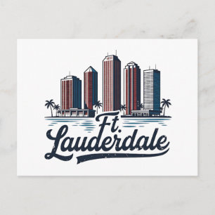 Cartão Postal Estilo Vintage Praia de Fort Lauderdale Flórida