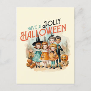 Cartão Postal Estilo Vintage "Tenha um Halloween Alegre"