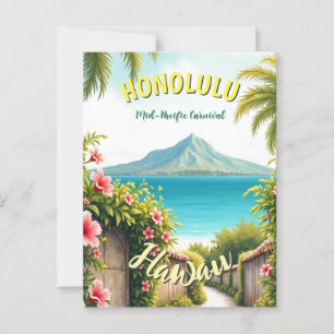 Cartão Postal Estilo Vintage Viagem Honolulu Médio Havaiano - Pa