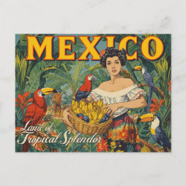 Cartão Postal Estilo Vintage Vibrante México Viagem Tropical