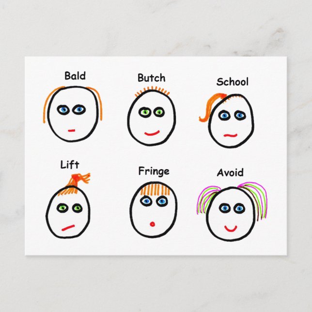 Cartão Postal Estilos de Cabelo Engraçado (Frente)