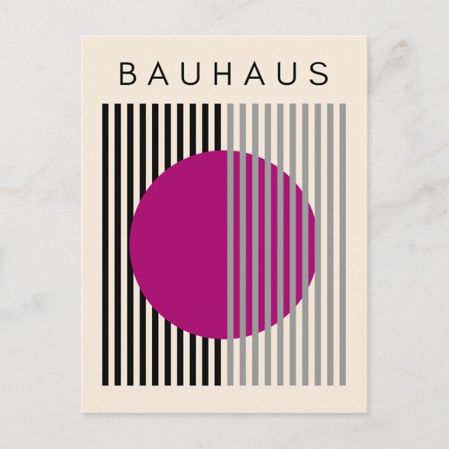 Cartão Postal Estirpes de Círculo Roxo de Arte Moderna Bauhaus (Frente)