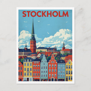 Cartão Postal Estocolmo, Suécia Paisagem Urbana Retro Viagem