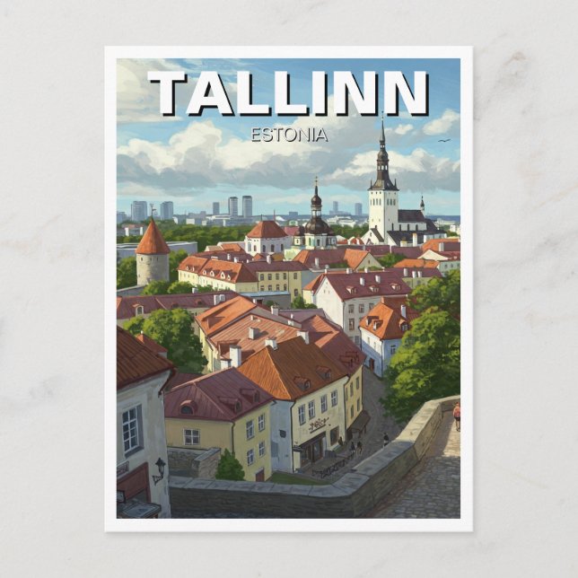 Cartão Postal Estônia Tallinn Viagem (Frente)