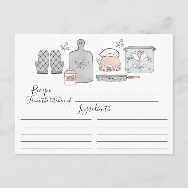 Cartão Postal Estoque a placa de receita da cozinha (Frente)