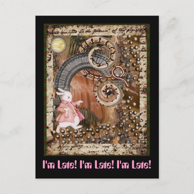 Cartão Postal Estou atrasado! Estou atrasado! Estou atrasado! (Frente)