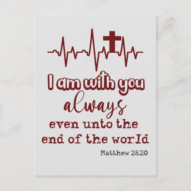 Cartão Postal Estou com você sempre Bíblia verso citação (Frente)