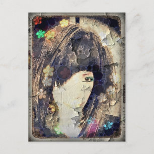 Cartão Postal Estou com Wig Floral Postcard