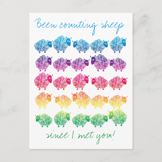 Cartão Postal Estou contando ovelhas desde que te conheci! (Frente)