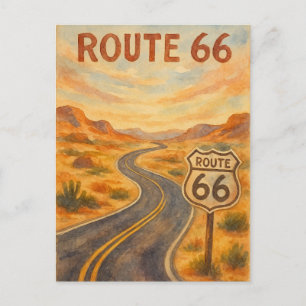 Cartão Postal Estrada 66 Estrada Antiga Deserta Retro