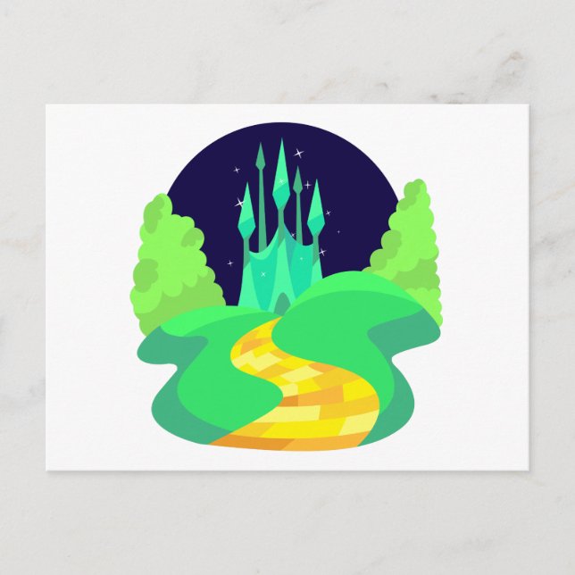 Cartão Postal estrada de tijolos amarela (Frente)